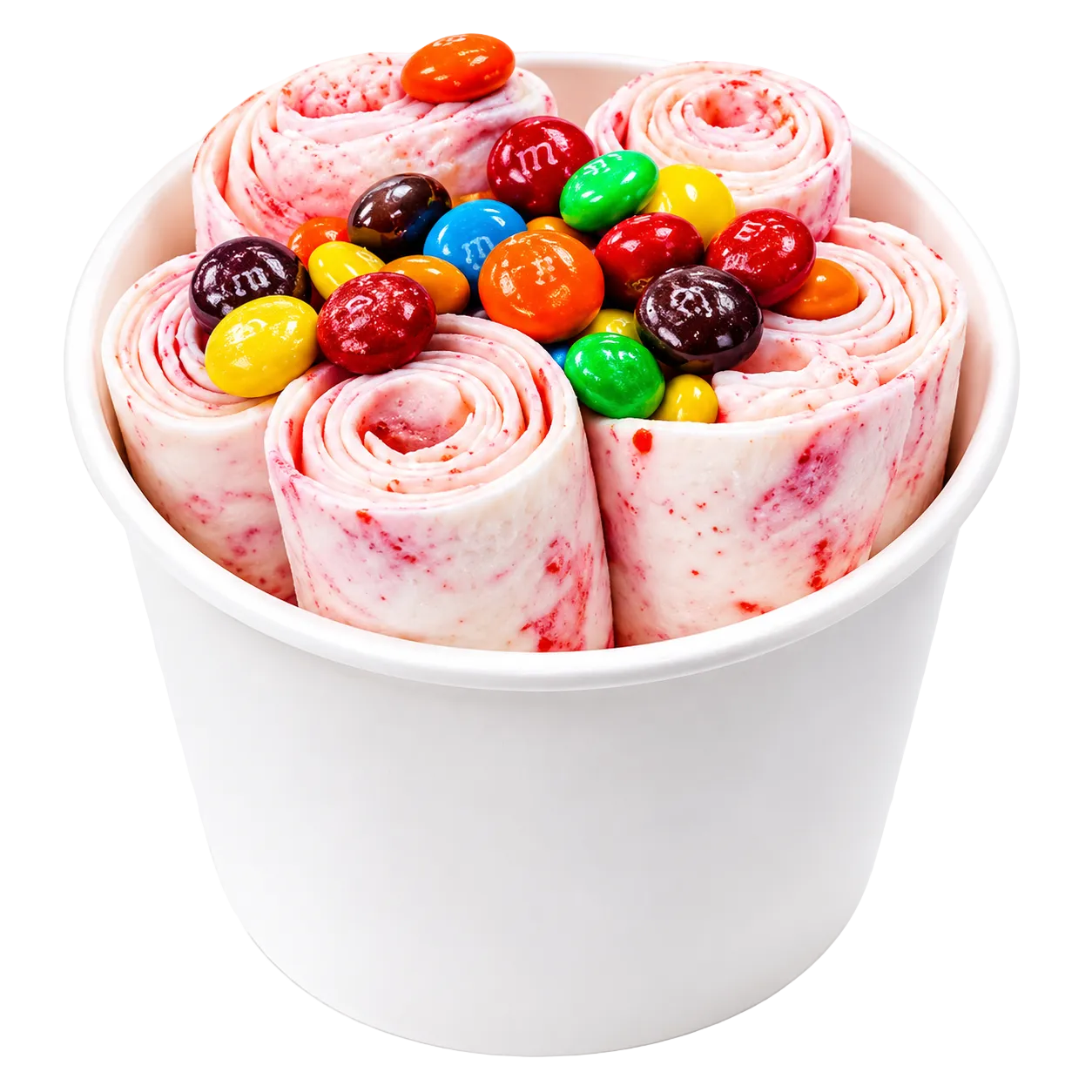 M&M Rainbow rolled ice cream